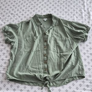 dip Sage Green Button-Down Women's Shirt